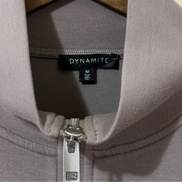 Dynamite| Taupe Scuba Bomber Zip-Up Jacket Size M - Picture 2 of 6